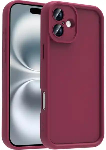 Apple iPhone 16 Plus için dayanıklı ve şık Mürdüm renkli kamera korumalı kılıfı