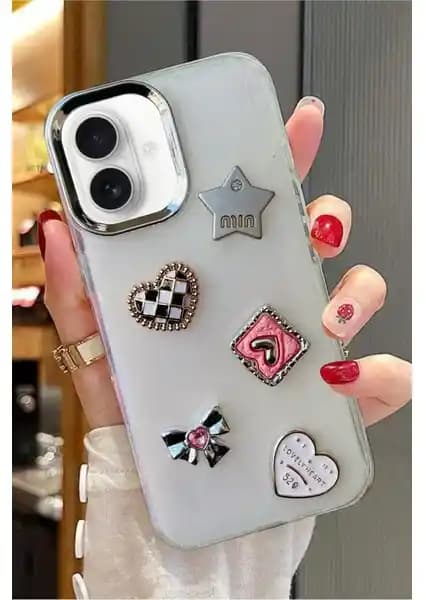 Apple iPhone 16 uyumlu 3D taş motifli sert telefon kılıfı estetik ve koruyucu tasarım