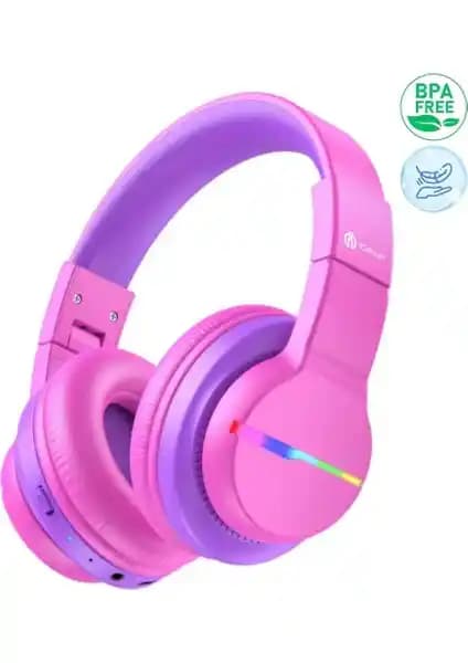 iClever LED Işıklı Güvenli Ses Sınırlı Bluetooth Çocuk Kulaklığı 85 Saatlik Pil Ömrü ile
