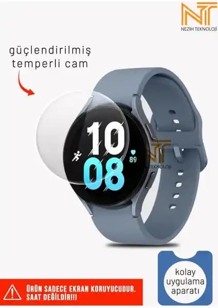 Samsung Galaxy Watch 5 44MM İçin Temperli Cam Ekran Koruyucu ve Kolay Uygulama Aparatı