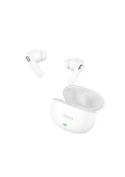 Shaza S Sound 8 Gürültü Engelleme Mikrofonlu Bluetooth 5.3 TWS Kulaklık Beyaz