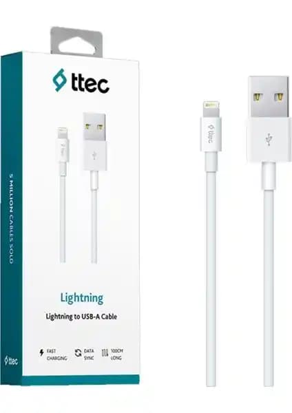 Ttec Lightning 2A USB 1m iPhone Hızlı Şarj ve Veri Transfer Kablosu - Dayanıklı ve Uyumlu