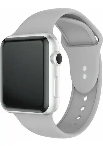 Apple Watch 42-44 mm için M/L silikon kayış (gri) – 3, 4, 5, 6 ve SE uyumlu