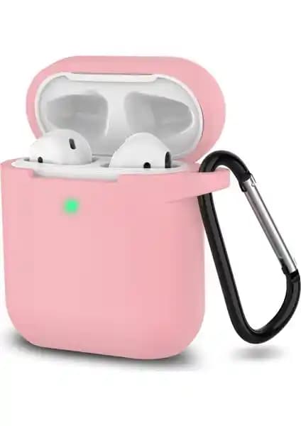 Bilişim Akademi AirPods Silikon Kılıfı Pudra: 1. ve 2. Nesil için Yumuşak Dokulu Koruma
