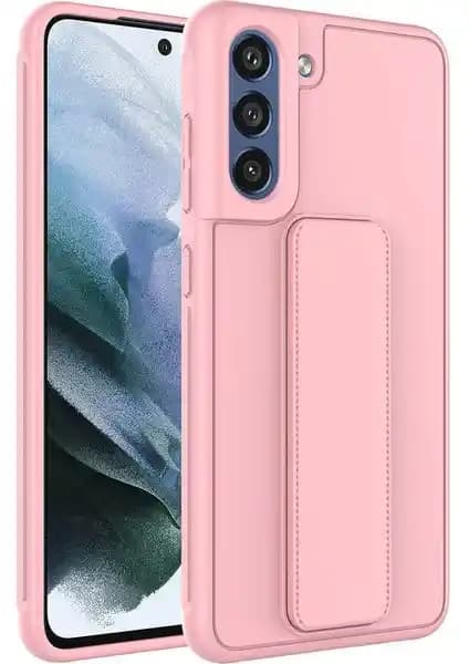 Case 4U S21 FE Uyumlu Kılıf: Mat Arka Kapak ve Katlanabilir Destek, Pembe Ton