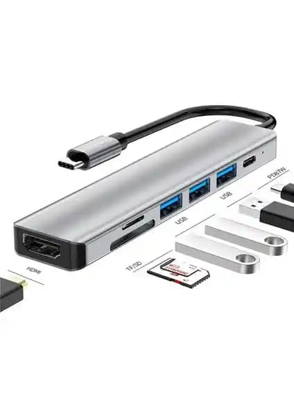 Daytona CH13 USB-C 5-in-1 Hub: 4K HDMI 30Hz, 2x USB 3.0, SD/TF ve PD Güç Aktarım Desteği