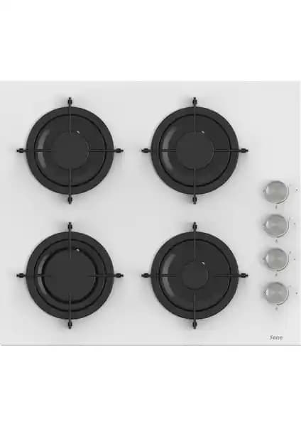 Ferre CS206 Beyaz Cam Ankastre Gazlı Ocak: LPG-Doğalgaz Uyumlu, Emaye Izgara ve Güvenlik