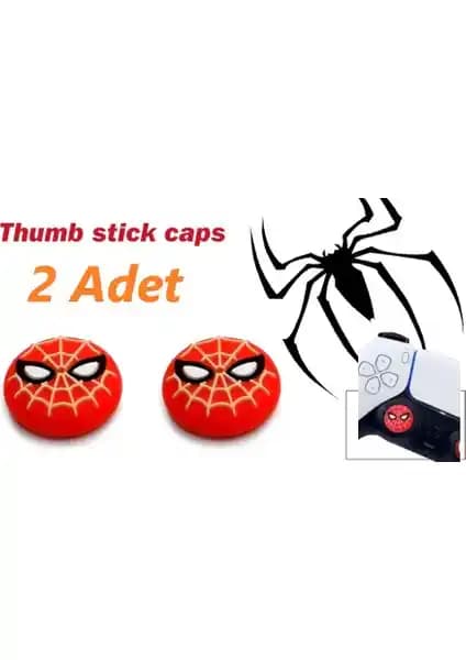 Feza PS5 DualSense için Spider-Man Kabartmalı 2 Adet Analog Başlığı Seti – Kırmızı