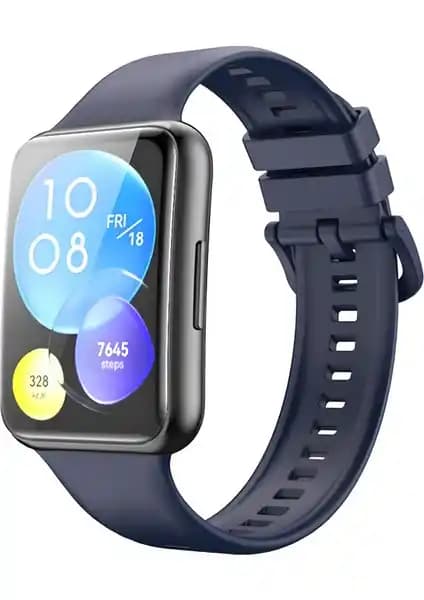 Fibaks Lacivert Silikon Kayış Huawei Watch Fit 2 ile Uyumlu Delikli Tasarım ve Konfor