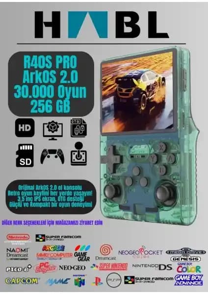 HABL Retro Arcade R40S Pro Arkos 2.0: 256 GB Depolama ve 30.000+ Oyunla Taşınabilir Konsol