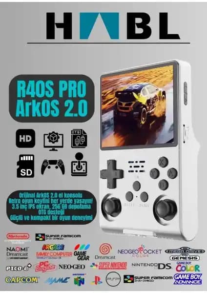 HABL Retro Arcade R40S Pro Arkos 2.0: 30.000+ Oyunlu El Konsolu, 256 GB Depolama