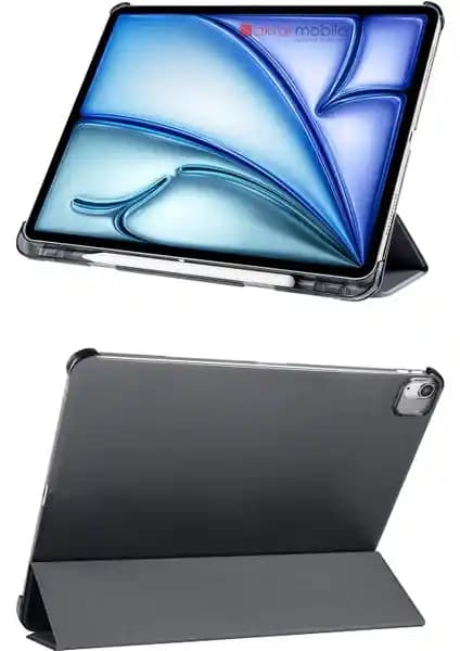 iPad Air 11 inç M2/M3 Uyumlu Kalem Bölmeli Kapaklı Standlı Kılıfı ile Koruma Kolay Erişim