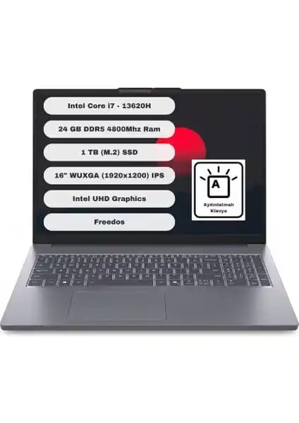 Lenovo Ideapad Slim 3 16IRH10 GTI24: 13. Nesil i7, 24 GB RAM ve 1 TB SSD için iş dizüstü