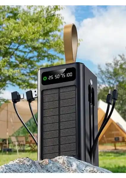 Linkage Lkp-47 Güneş Enerjili Taşınabilir Kaynağı – 50000mAh, LCD Ekran, USB-C ve Portlar