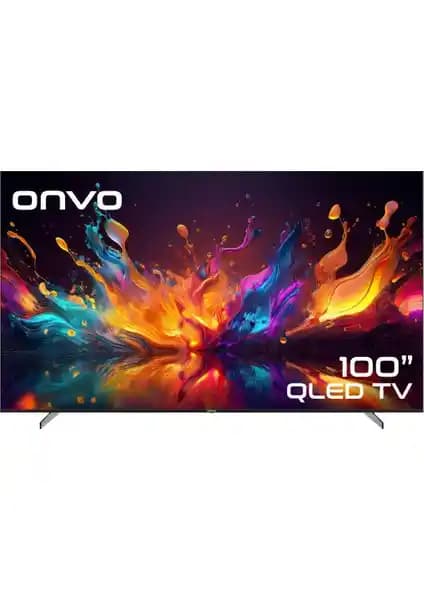 Onvo 100OVF9001UQ: 100 inç 4K QLED TV, Dahili Uydu Alıcısı ve Google TV ve Netflix