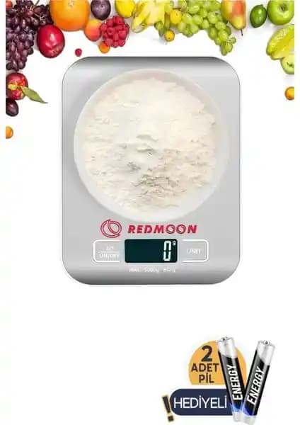 Redmoon Lüx 5 kg Paslanmaz Çelik Dijital Mutfak Terazisi: 1 g Hassasiyetli ve Yük Uyarısı