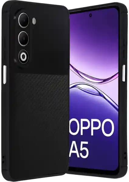 Wowacs Oppo A5 4G Uyumlu Silikon Kılıf: Karbon Desenli Kamera Korumalı Tasarım