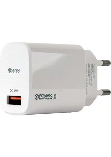 4Berry AU13 Hızlı USB Duvar Şarj Adaptörü Günlük Kullanım İçin Güç Kaynağı
