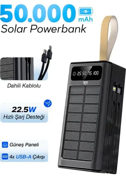 7Go GPW-01 50.000 mAh Solar Powerbank Gelişmiş Kapasite ve Güçlü Şarj Özellikleriyle