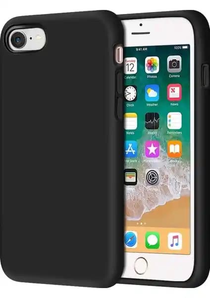 Apple iPhone 7, 8 ve SE 2020 için Siyah Lansman Silikon Kılıfı Koruma ve Şıklık Sağlar