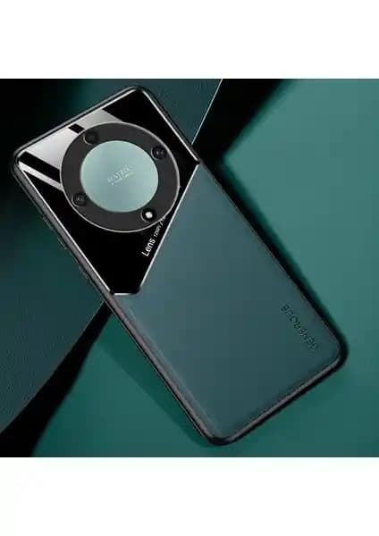 Honor X9A için Şık ve Dayanıklı Manyetik Deri Desenli Yeşil Telefon Kılıfı