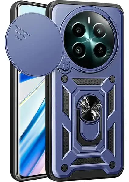 Realme 12 için dayanıklı ve fonksiyonel kılıf, magnetik stand ve kamera koruma özellikleriyle