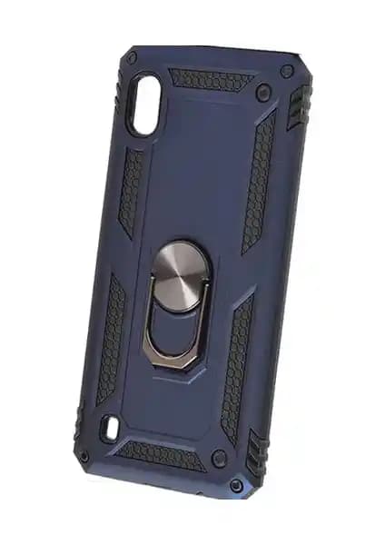 Samsung Galaxy A10 için Çift Katmanlı Manyetik Yüzüklü Kılıf Lacivert Koruma Çözümü