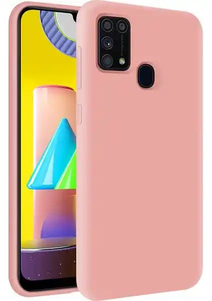 Samsung Galaxy A21S İç Kadife Soft Silikon Kılıfı Pembe Renkli Şıklık ve Koruma Sağlar