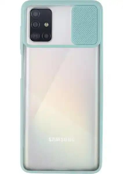 Samsung Galaxy A51 için Kamera Korumalı Açılır Kapanır Silikon Kılıf Şık ve Kullanışlı Tasarım