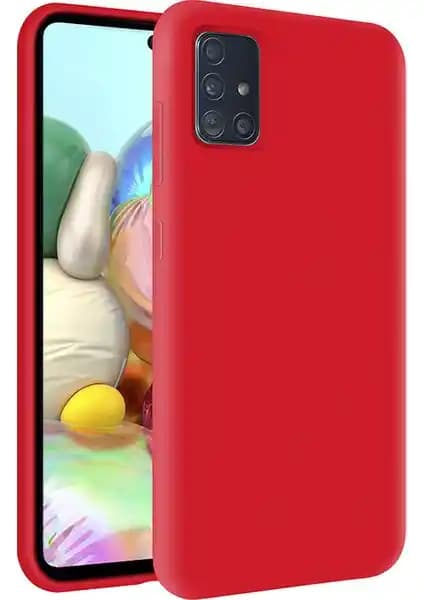 Samsung Galaxy M31S için Kadife İçli Silikon Kılıf Kırmızı Renkli Güçlü Koruma ve Şık Tasarım