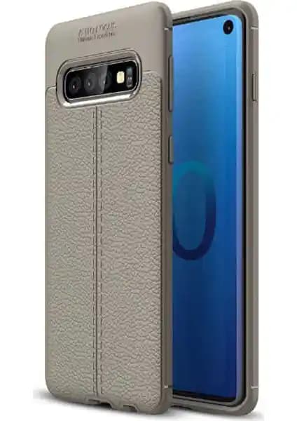 Samsung Galaxy S10 için Rugan Deri Görünümlü Silikon Kılıf Güçlü ve Şık Koruma Sağlar