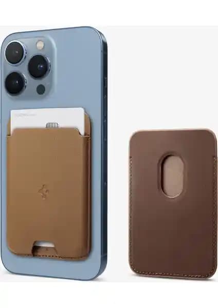 Spigen MagFit iPhone MagSafe Kartlı Cüzdan Valentinus Brown İnce ve Şık Tasarım, Kullanışlı ve Dayanıklı Malzeme
