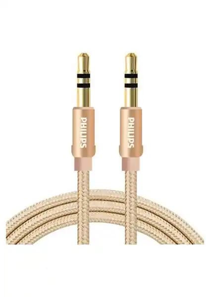 Philips SWA5010C 3.5mm Aux Ses Kablosu 2 Metre Organik Örgülü ve Altın Kaplama Uçlar