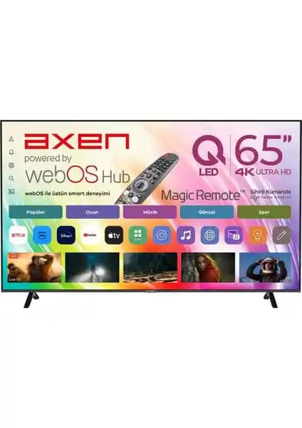 Axen AX65QMN252 65" 4K Ultra HD QLED TV ile Evde Üstün Görüntü ve Ses Deneyimi