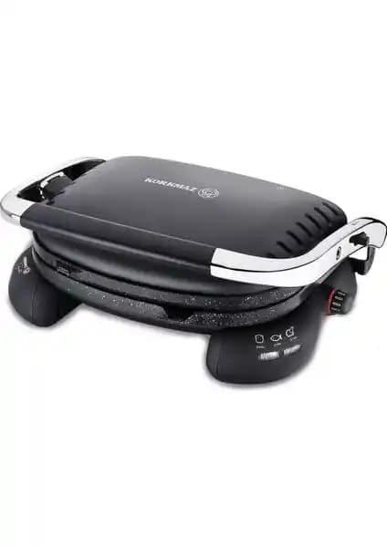 Korkmaz Castron Siyah Tost Makinesi: 1800W Güç ve Çok Fonksiyonlu Pişirme Özellikleri