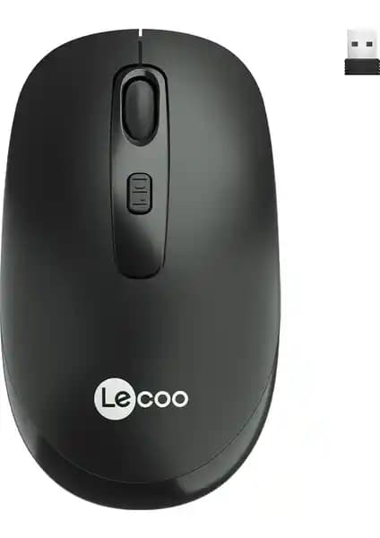 Lecoo WS205 Kablosuz 1600DPI 4 Tuşlu Optik Mouse Siyah - Ergonomik ve Hafif Tasarım