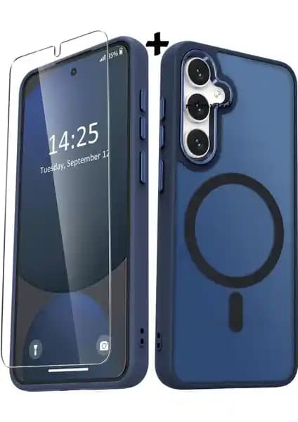 M.TK Moveteck Samsung Galaxy S25 FE Kılıf ve Ekran Koruyucu Set - Mat, Magsafe Uyumlu, Hassas Butonlu