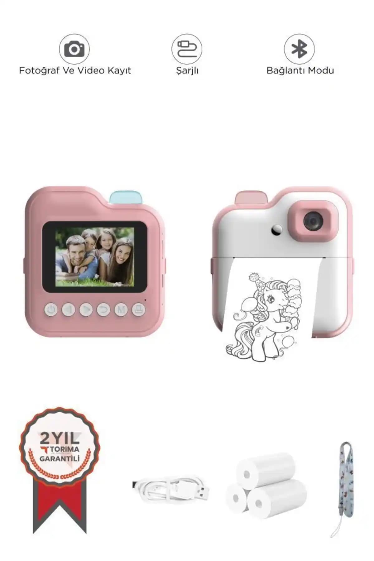 Torima TRM-CMR15 Pembe Dijital Çocuk Kamerası: Anında Termal Baskı ve Yaratıcılık