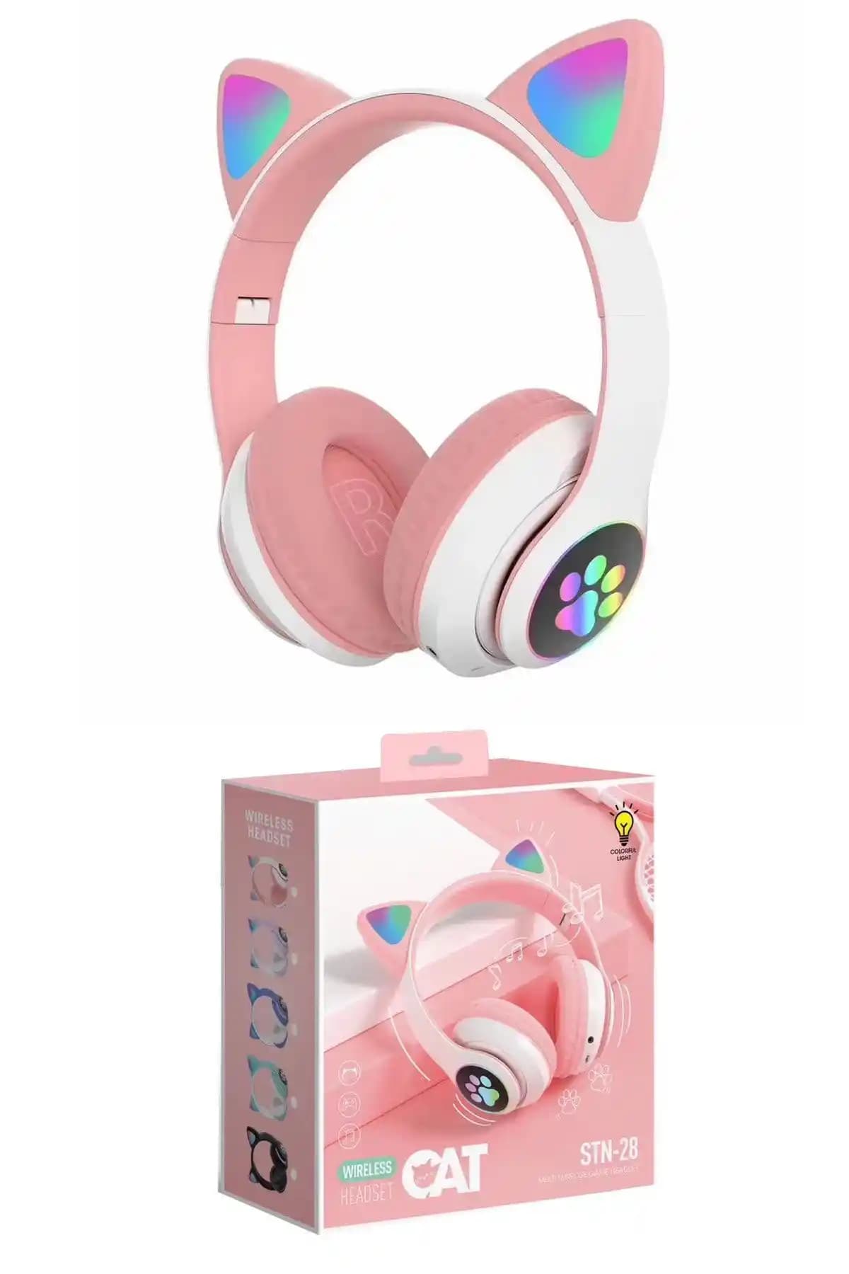 Karler Bass A Kalite Kedi Kulaklık çocuklar ve gençler için renkli ve fonksiyonel kablosuz Bluetooth kulaklık