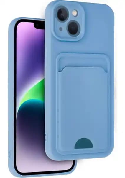 Apple iPhone 14 için Kamera Koruma ve Kartlı Silikon Kılıfı Günlük Kullanım İçin