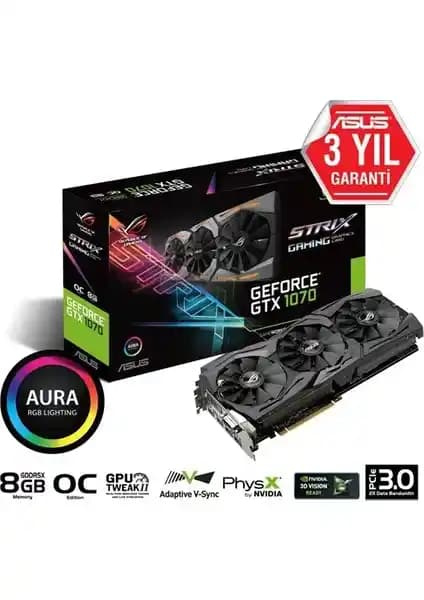 ASUS ROG STRIX Nvidia GeForce GTX 1070 OC Ekran Kartı Performans ve Tasarım Özellikleri
