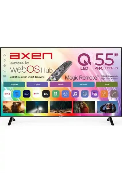 Axen AX55QMN252 55 İnç 4K UHD QLED Akıllı Televizyon Gelişmiş Görüntü ve Ses Özellikleri