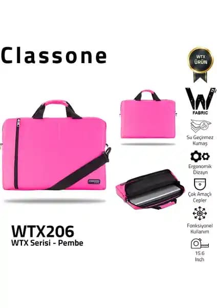 Classone WTX206 Wtxpro Serisi 15.6 İnç Uyumlu Su Geçirmez Pembe Laptop Sırt Çantası