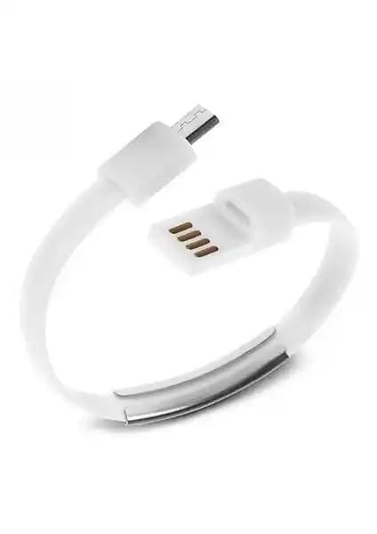 Codegen Beyaz Micro USB Bileklik Şarj ve Veri Kablosu - Pratik ve Şık Tasarım