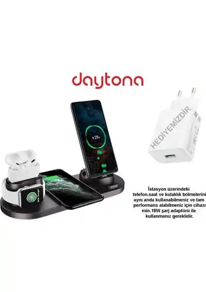 Daytona BW06 Çok Yönlü Kablosuz Şarj Standı Araç ve Ev Kullanımı İçin Uygun