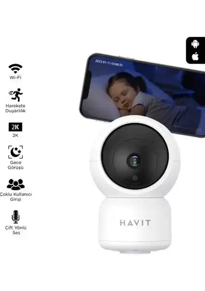 Havit IPC30 360° 2K Gece Görüşlü IP Kamera Güvenlik Çözümünüzü Geliştirir