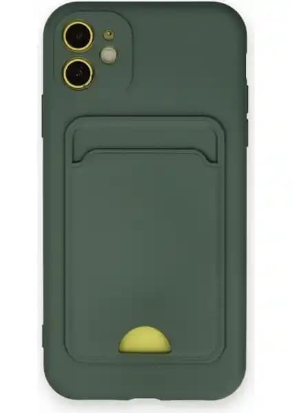 iPhone 11 için dayanıklı ve şık silikon kartlıklı arka kamera korumalı kılıf