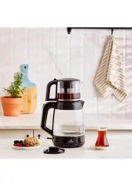 Karaca Glass Tea XL 2'li Cam Su Isıtıcı ve Çay Makinesi Geniş Kapasite ve Modern Tasarım
