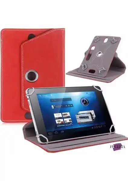 Lenovo Tab M8 için Fuchsia Renkli 360° Dönebilen Standlı Kapaklı Tablet Kılıfı