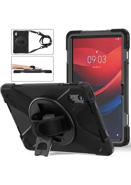 Lenovo Tab M9 için Güvenilir Zırhlı Koruma Kılıfı MobaxAksesuar Defender Askılı Tank Case